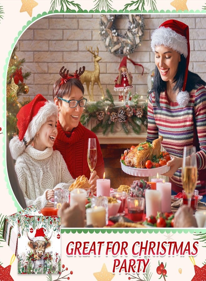 Whaline 80Pcs Christmas Luncheon Napkins Highland Cow Paper Napkin Disposable Dinner Hand Napkin for Holiday Party Supplies Decor - Image 4